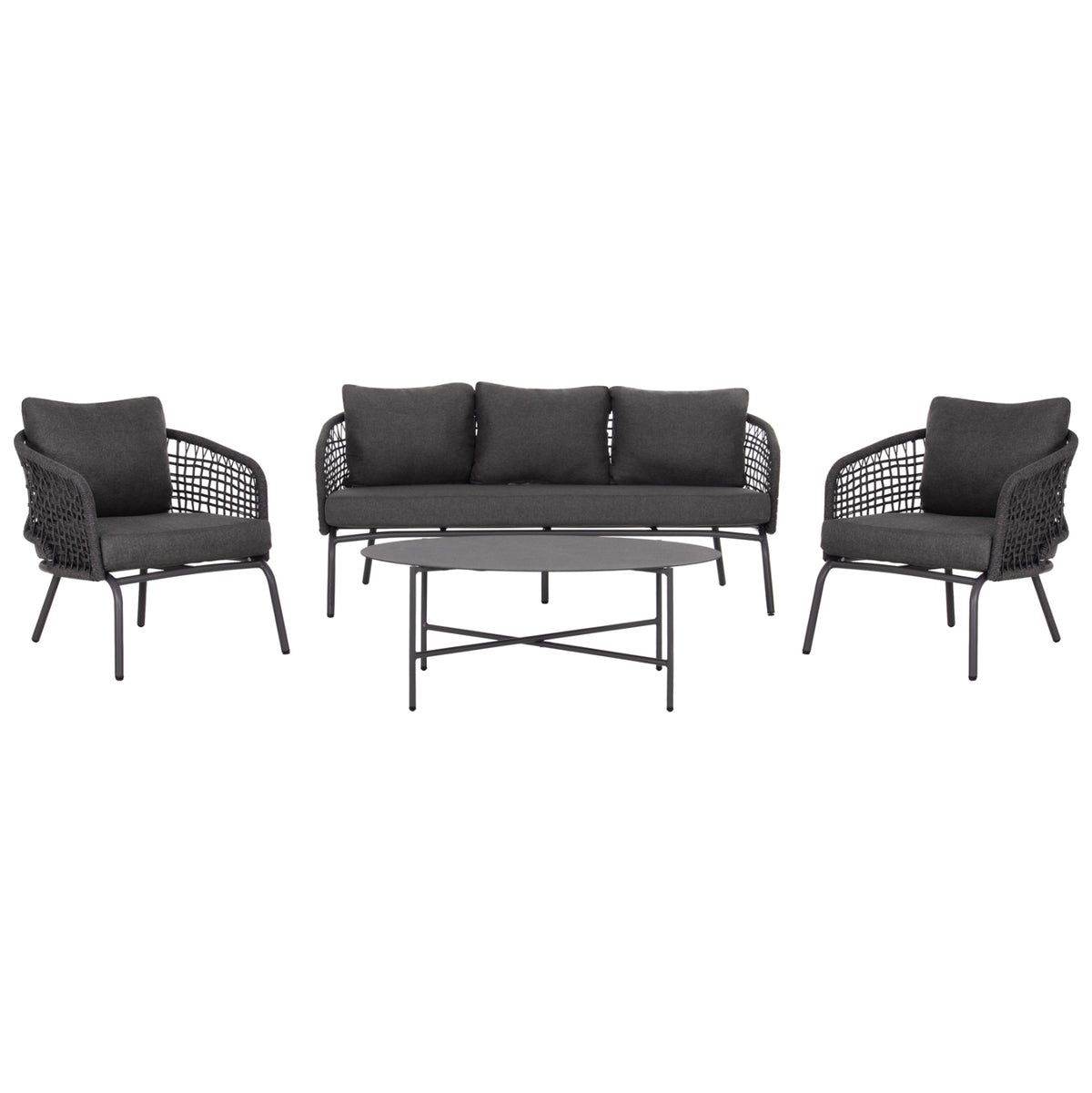 Outdoor Lounge Set 5-seat Elowen Aluminum-rope-cushions-grey