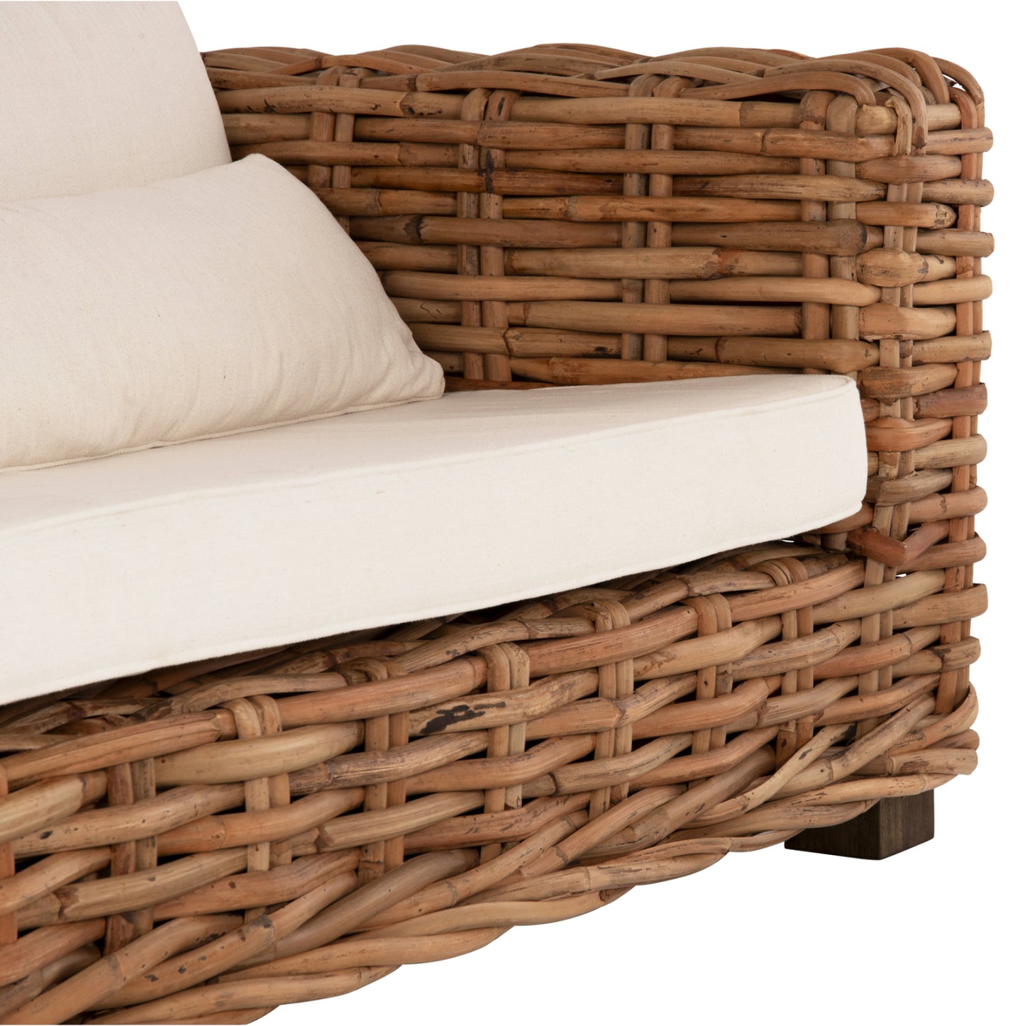 Outdoor Lounge Set 4pcs Tropel Hm9656 Natural Rattan-mahogany Wood-white Cushions