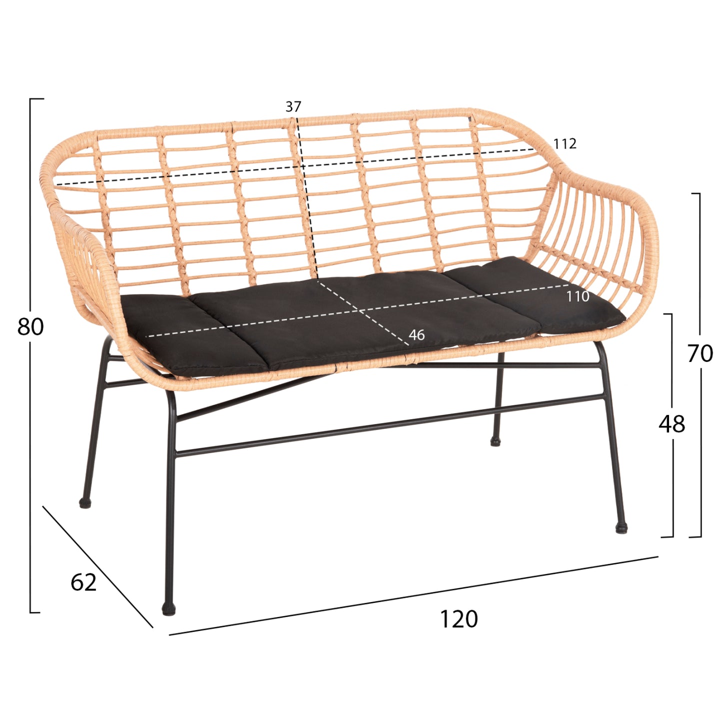 Outdoor Lounge Set 4pcs Allegra Hm21052 Wicker-metal