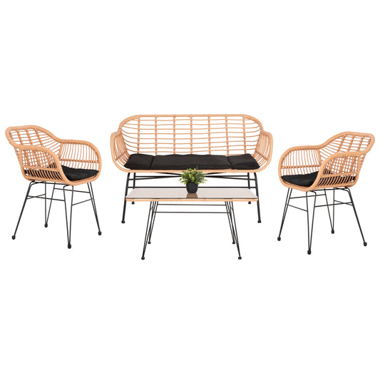 Outdoor Lounge Set 4pcs Allegra Hm21052 Wicker-metal