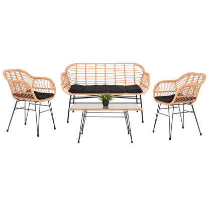 Outdoor Lounge Set 4pcs Allegra Hm21052 Wicker-metal