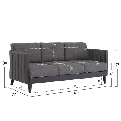 Outdoor Lounge Set 4pcs Larry Hm6188.01 Dark Grey Aluminum-p.e. Fabric