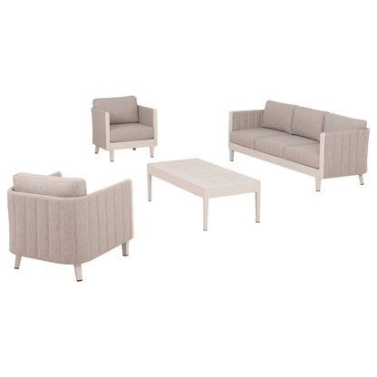 Outdoor Lounge Set 4pcs Larry Hm6188.02 Champagne Colored Aluminum-p.e. Fabric