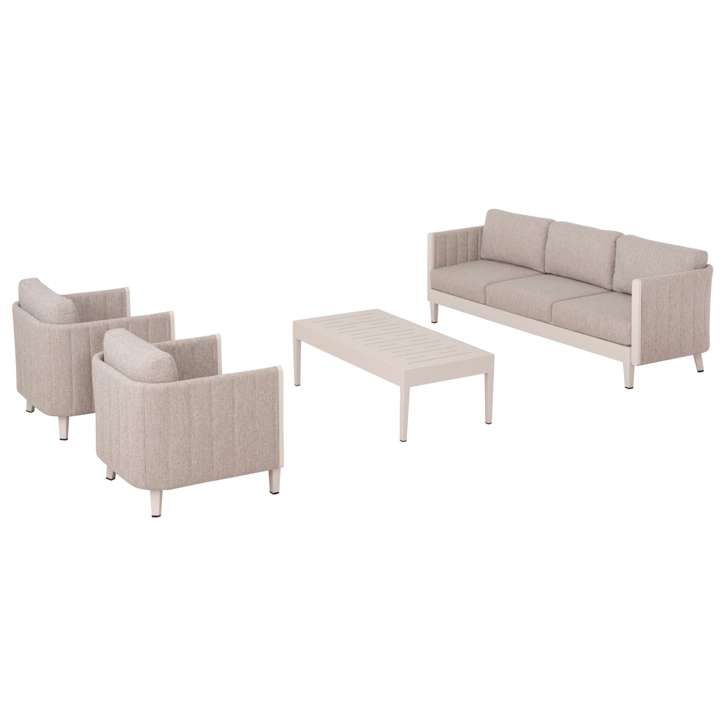 Outdoor Lounge Set 4pcs Larry Hm6188.02 Champagne Colored Aluminum-p.e. Fabric