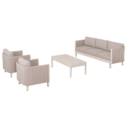 Outdoor Lounge Set 4pcs Larry Hm6188.02 Champagne Colored Aluminum-p.e. Fabric