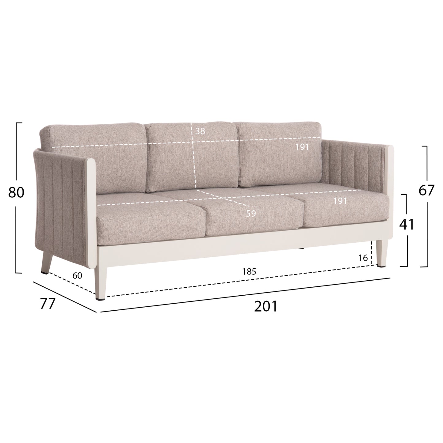 Outdoor Lounge Set 4pcs Larry Hm6188.02 Champagne Colored Aluminum-p.e. Fabric