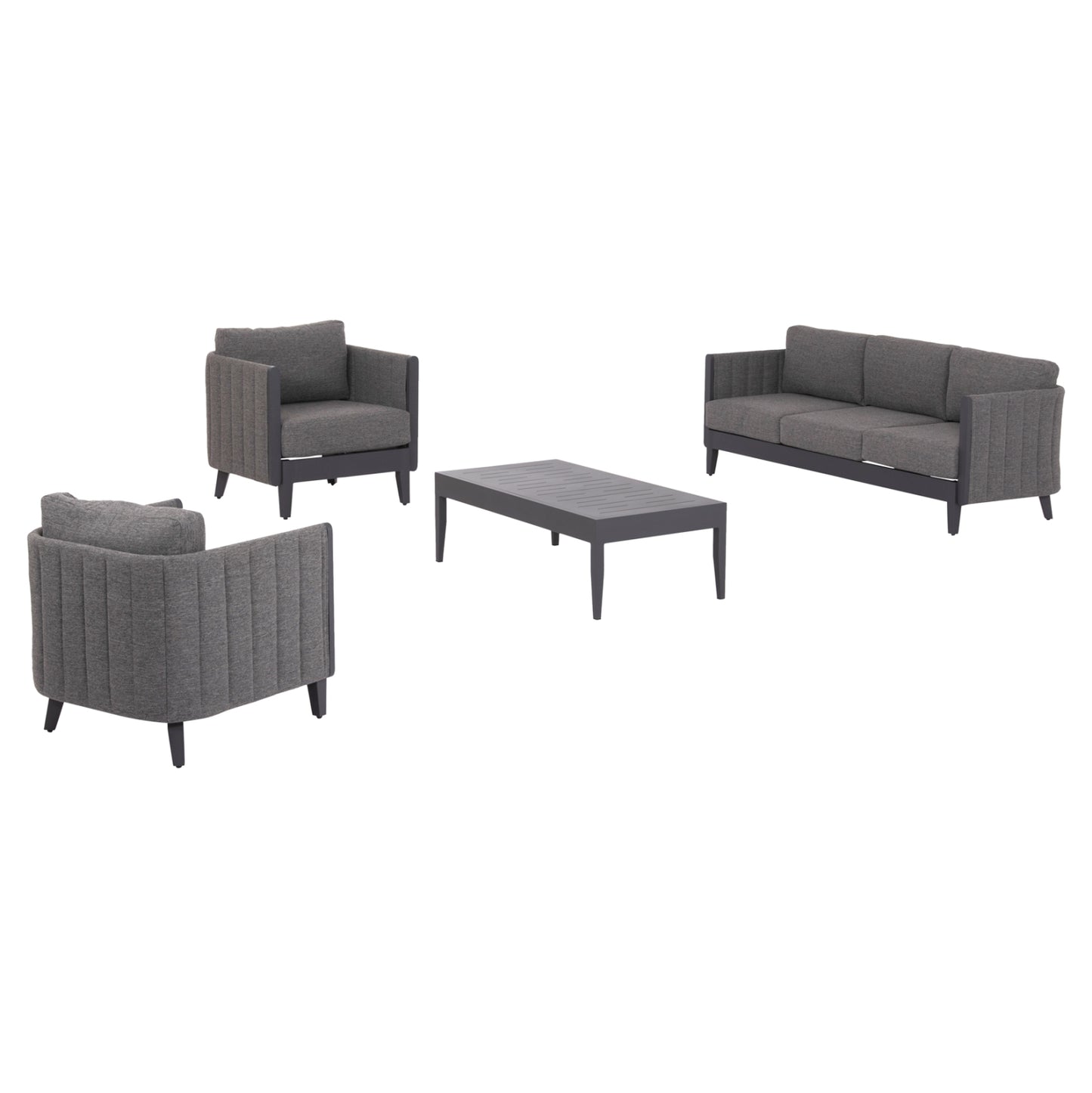 Outdoor Lounge Set 4pcs Larry Hm6188.01 Dark Grey Aluminum-p.e. Fabric