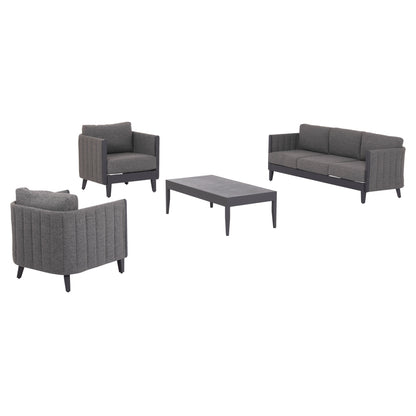Outdoor Lounge Set 4pcs Larry Hm6188.01 Dark Grey Aluminum-p.e. Fabric
