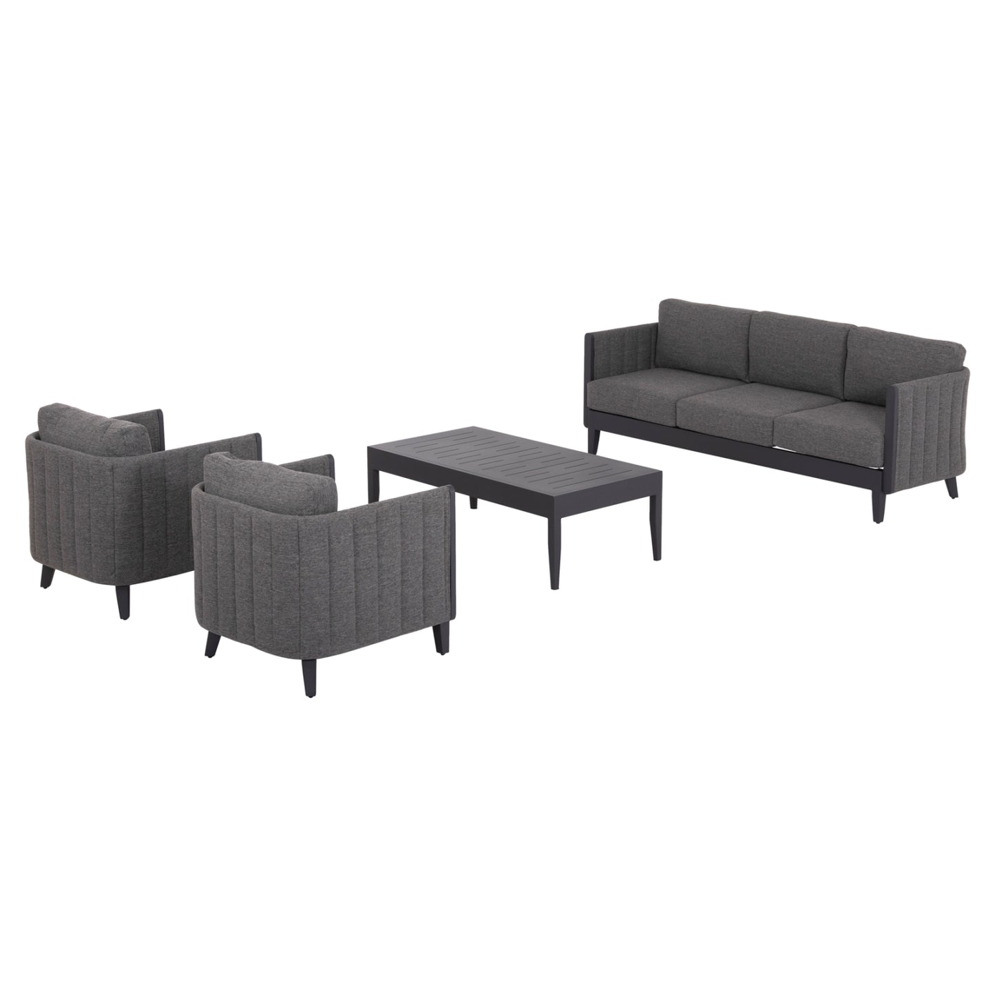 Outdoor Lounge Set 4pcs Larry Hm6188.01 Dark Grey Aluminum-p.e. Fabric