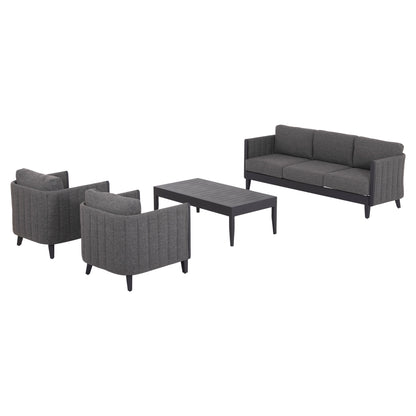 Outdoor Lounge Set 4pcs Larry Hm6188.01 Dark Grey Aluminum-p.e. Fabric