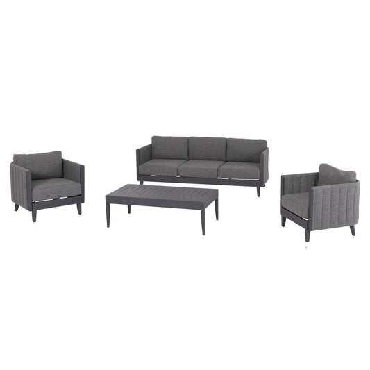 Outdoor Lounge Set 4pcs Larry Hm6188.01 Dark Grey Aluminum-p.e. Fabric