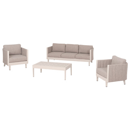 Outdoor Lounge Set 4pcs Larry Hm6188.02 Champagne Colored Aluminum-p.e. Fabric