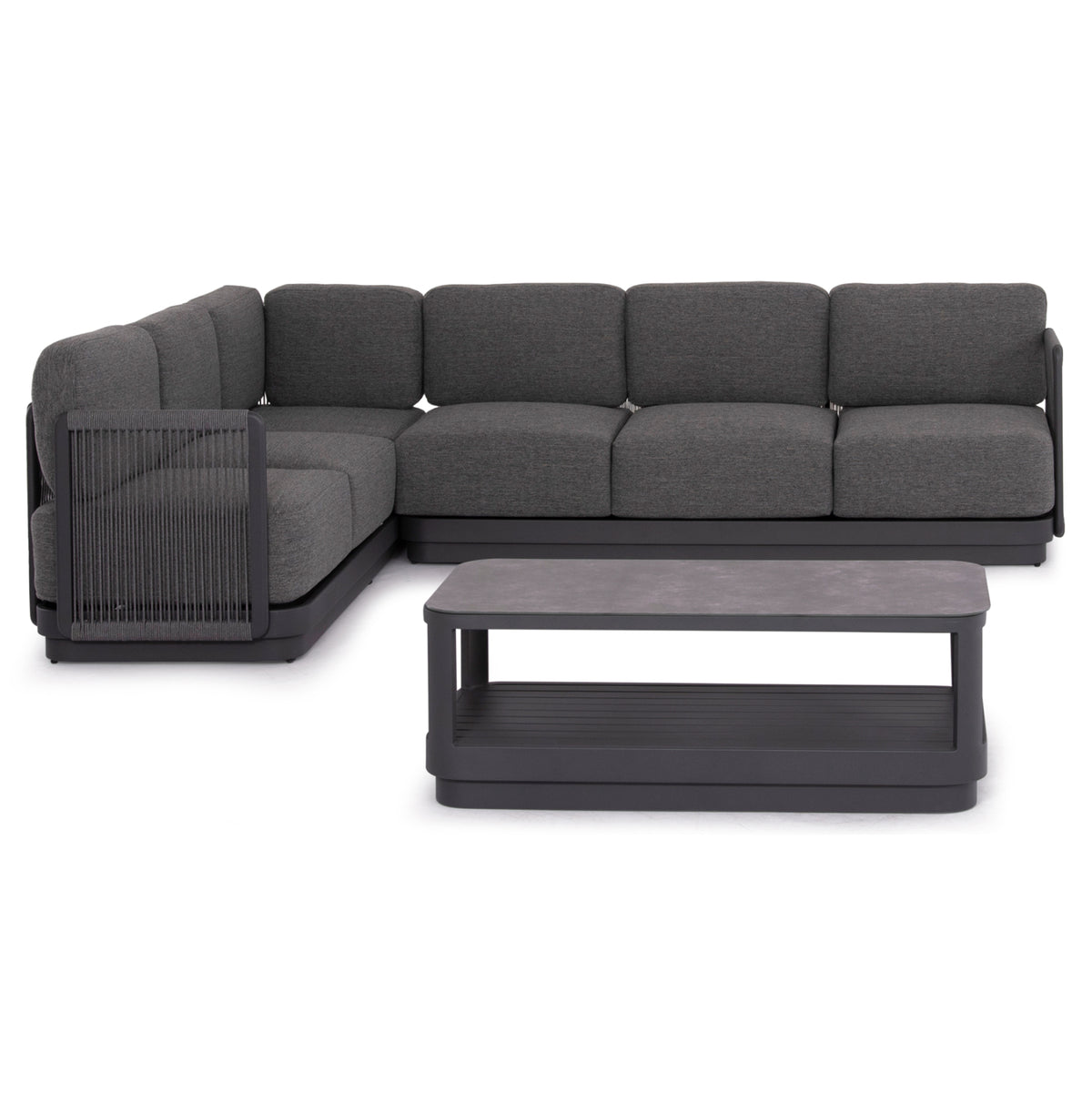 Outdoor Corner Lounge Set 3pcs Elysia Hm6187.01 Dark Grey Aluminum-rope-p.e.fabric