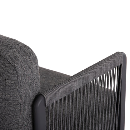 Outdoor Corner Lounge Set 3pcs Elysia Hm6187.01 Dark Grey Aluminum-rope-p.e.fabric