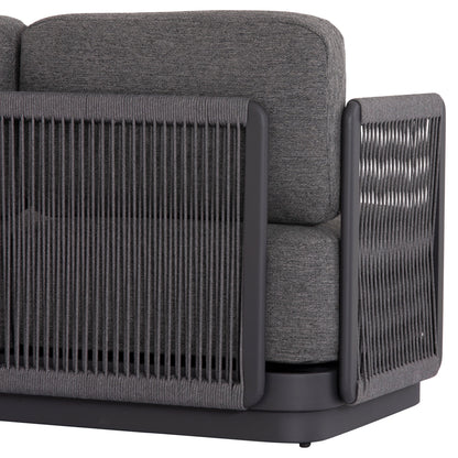 Outdoor Corner Lounge Set 3pcs Elysia Hm6187.01 Dark Grey Aluminum-rope-p.e.fabric