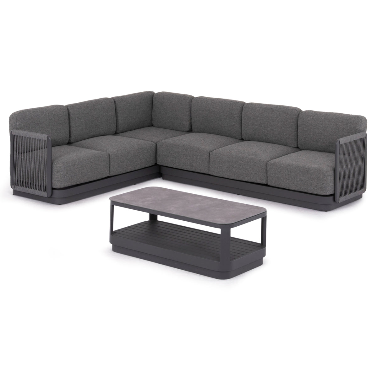 Outdoor Corner Lounge Set 3pcs Elysia Hm6187.01 Dark Grey Aluminum-rope-p.e.fabric
