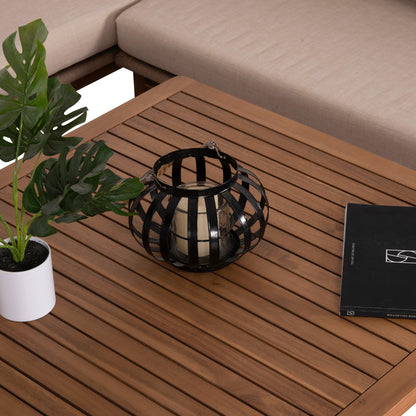 Outdoor Lounge Corner 3pcs Set Sanji Hm6223 Acacia Wood-aluminum Frame-rope