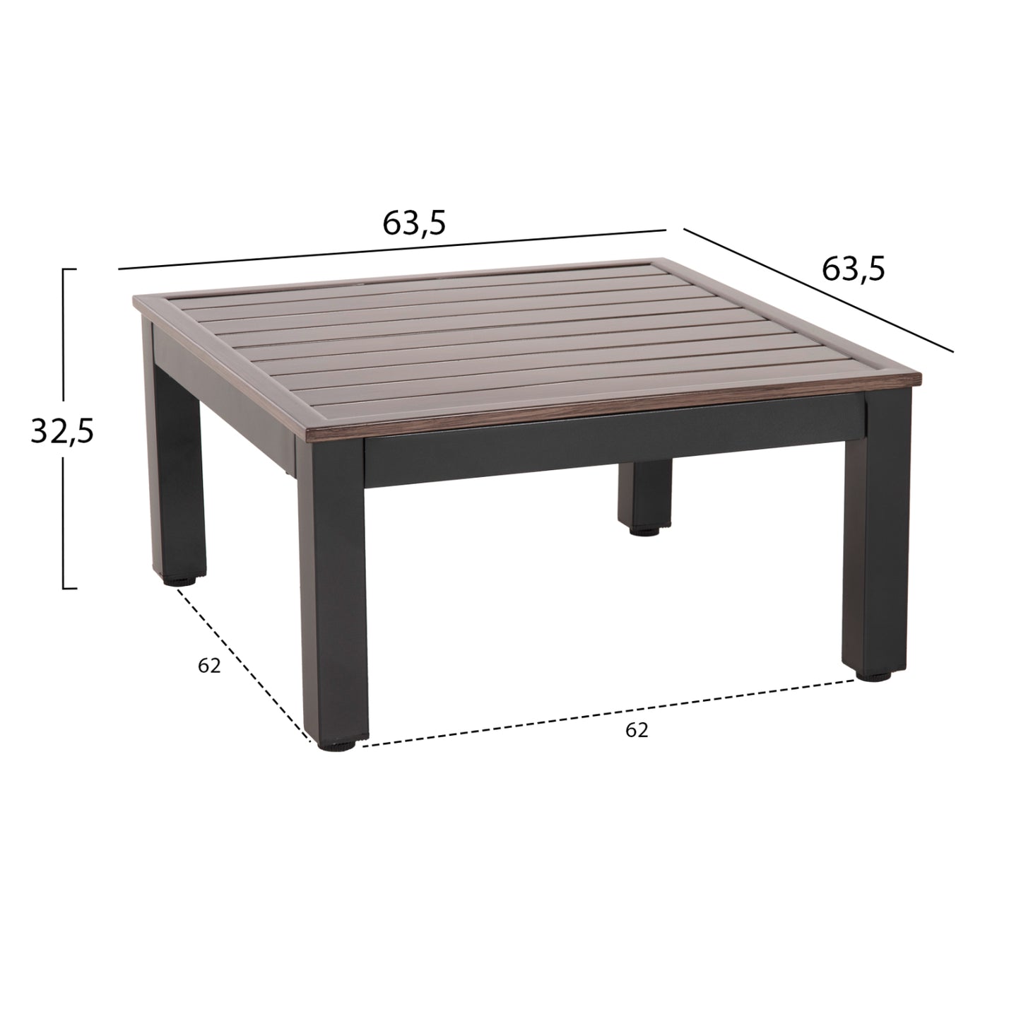 Outdoor Lounge Set Dex 3pcs Polymorphic Hm6090 Aluminum In Anthracite & Brown-black Cushions