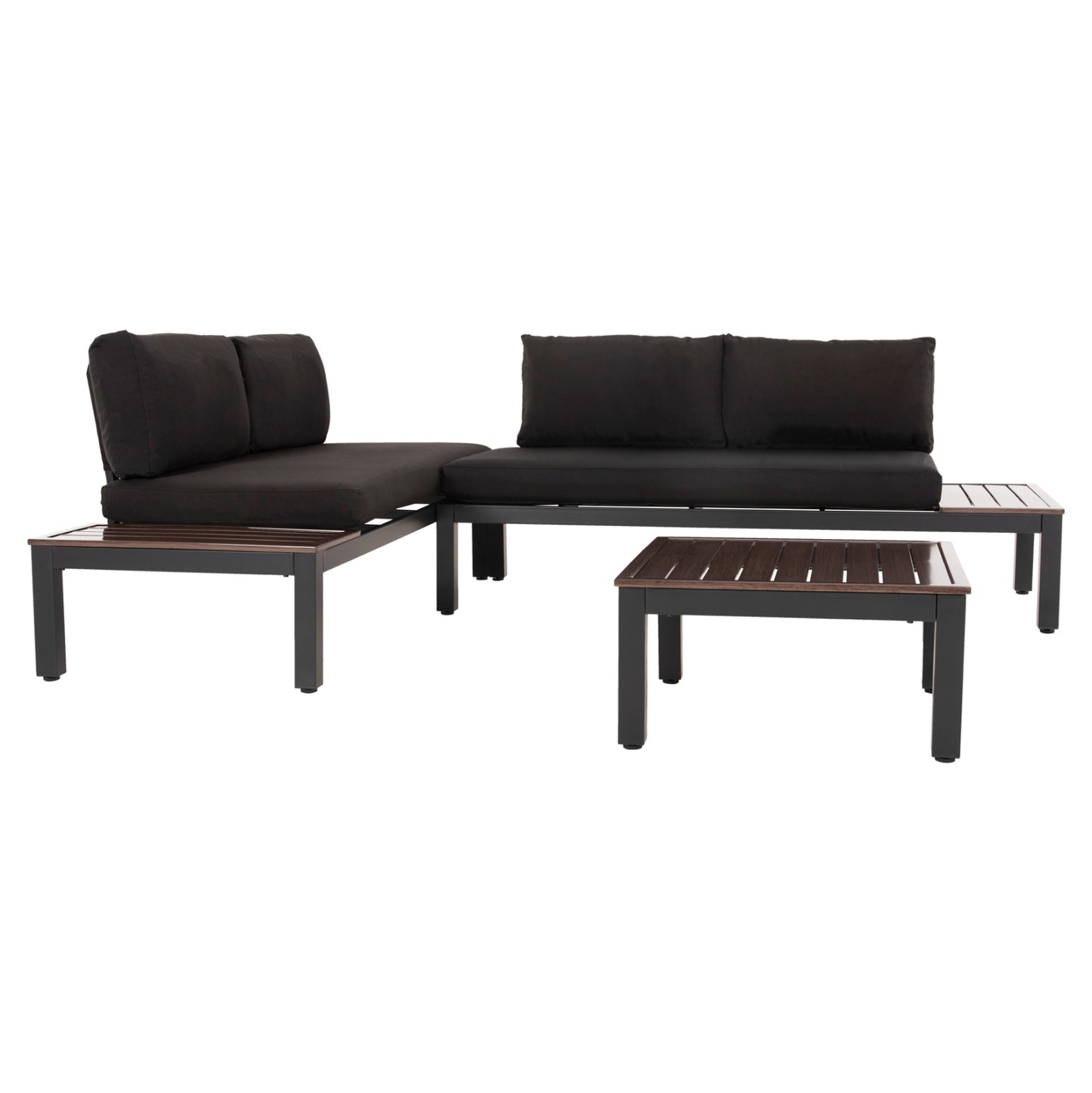 Outdoor Lounge Set Dex 3pcs Polymorphic Hm6090 Aluminum In Anthracite & Brown-black Cushions