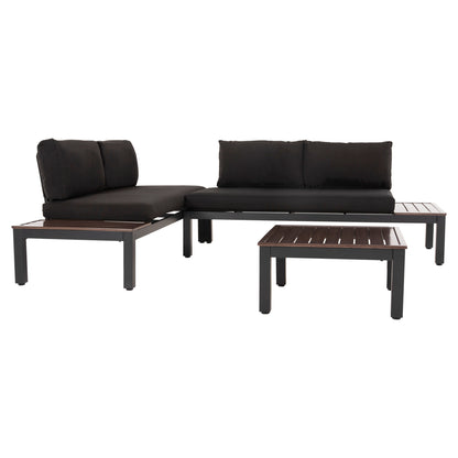 Outdoor Lounge Set Dex 3pcs Polymorphic Hm6090 Aluminum In Anthracite & Brown-black Cushions