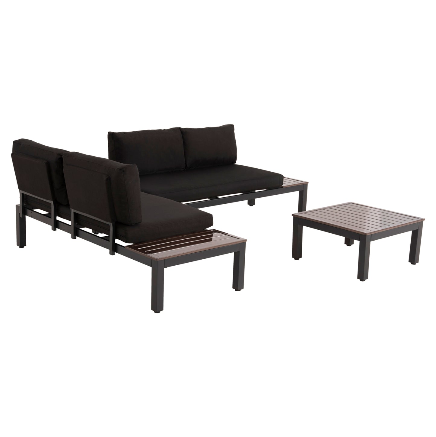 Outdoor Lounge Set Dex 3pcs Polymorphic Hm6090 Aluminum In Anthracite & Brown-black Cushions