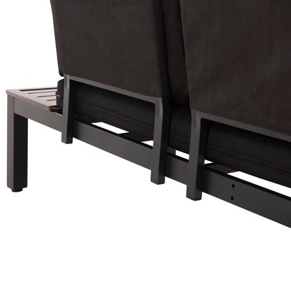 Outdoor Lounge Set Dex 3pcs Polymorphic Hm6090 Aluminum In Anthracite & Brown-black Cushions