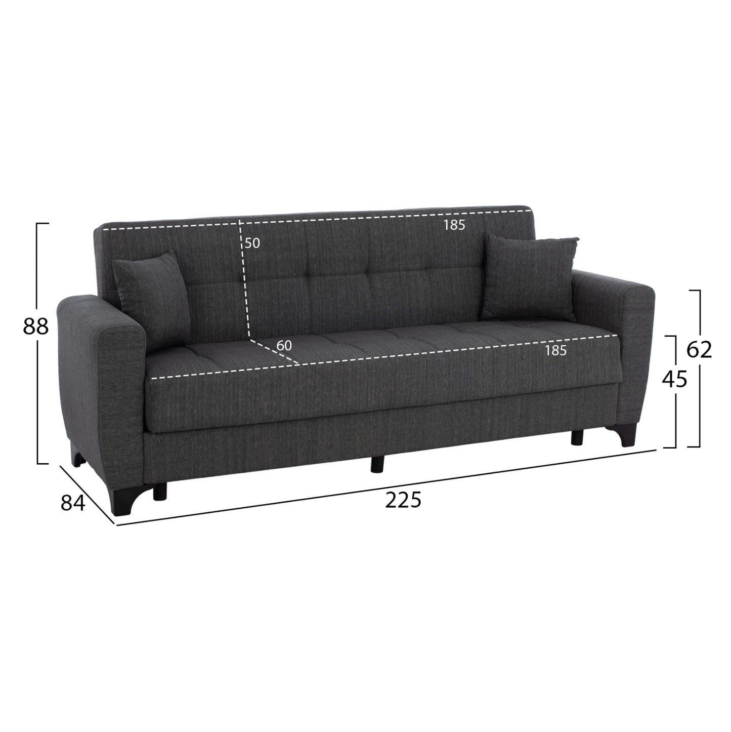 Hm11748.03 Sofa-bed Set Of 3-seater And 2-seater, Grey