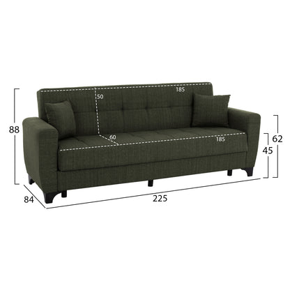 Hm11748.05 Sofa-bed Set Of 2-seater And 3-seater, Dark Olive