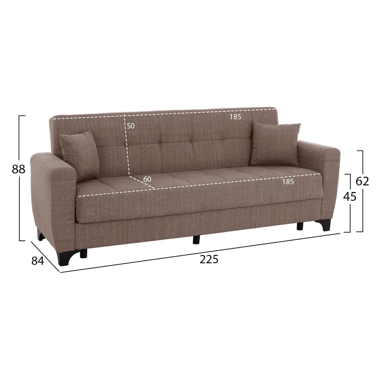 Hm11748.02 Sofa-bed Set Of 3-seater And 2-seater, Beige