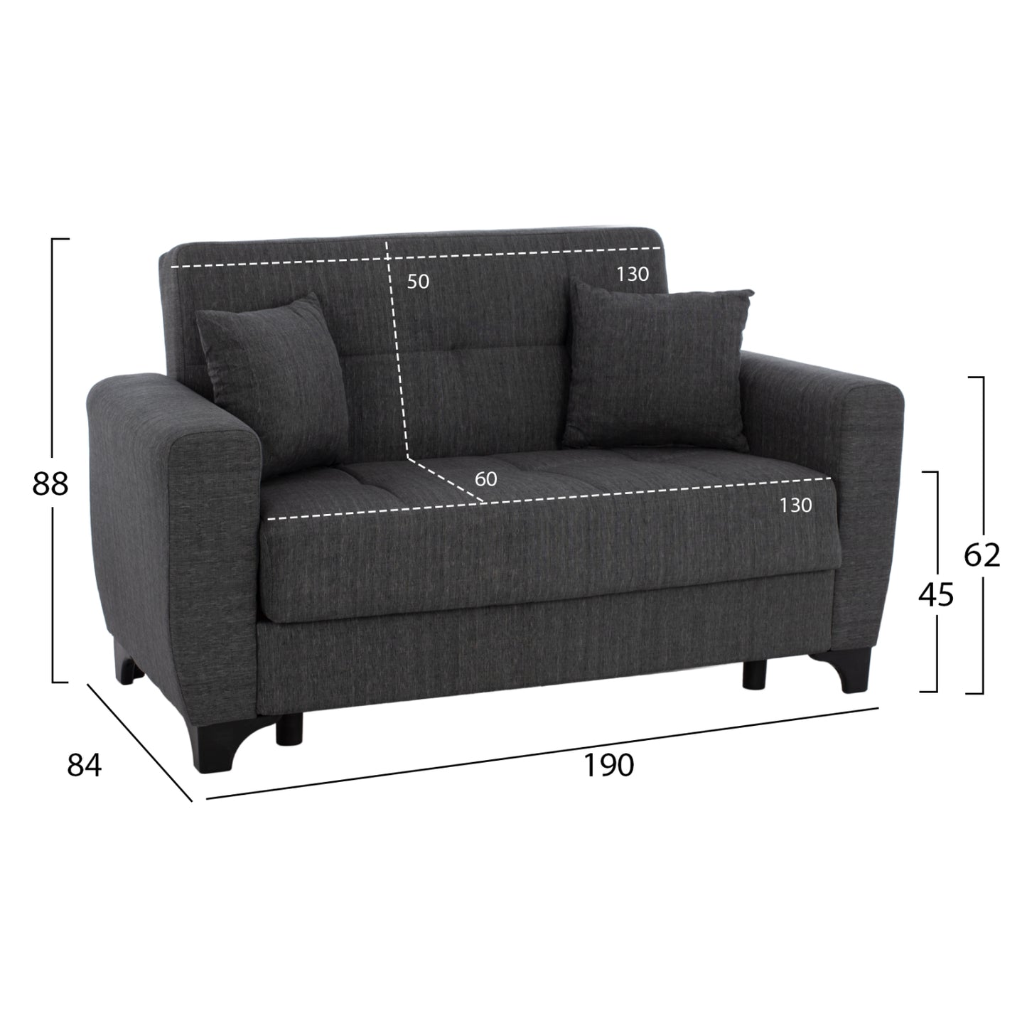 Hm11748.03 Sofa-bed Set Of 3-seater And 2-seater, Grey