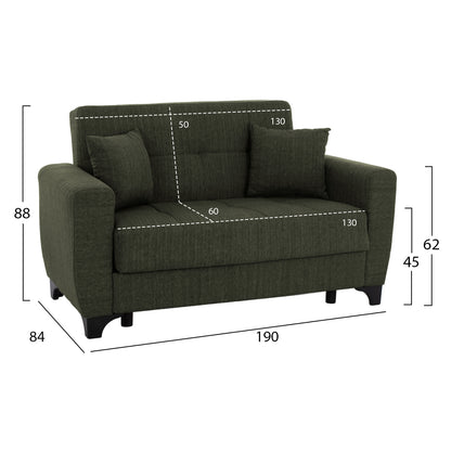Hm11748.05 Sofa-bed Set Of 2-seater And 3-seater, Dark Olive