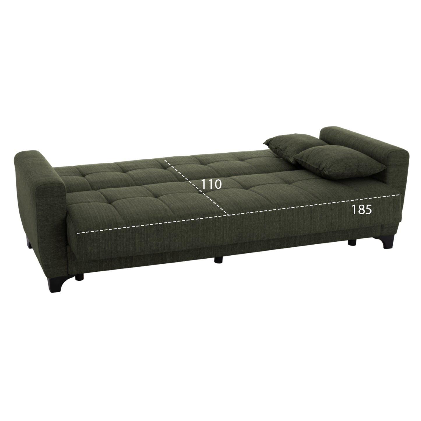 Hm11748.05 Sofa-bed Set Of 2-seater And 3-seater, Dark Olive