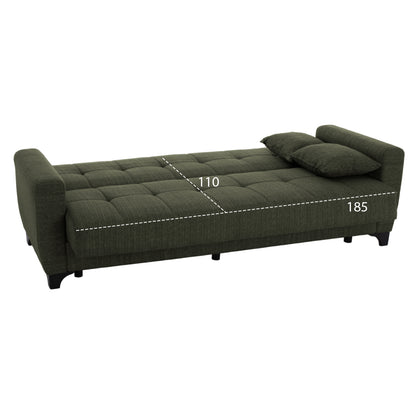 Hm11748.05 Sofa-bed Set Of 2-seater And 3-seater, Dark Olive
