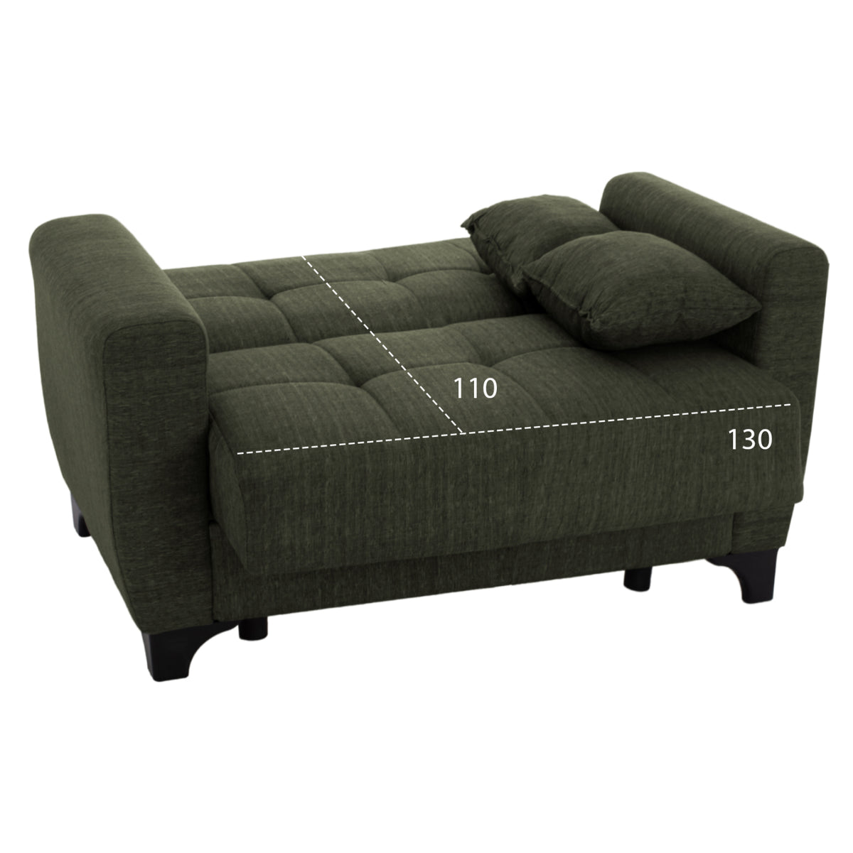 Hm11748.05 Sofa-bed Set Of 2-seater And 3-seater, Dark Olive
