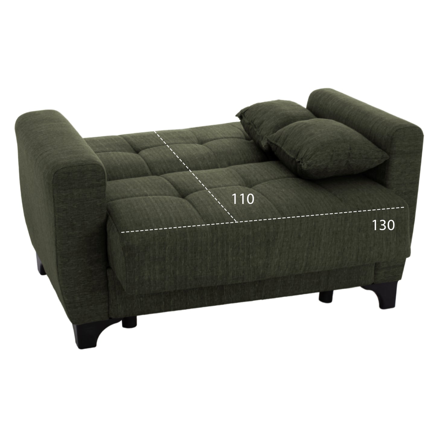 Hm11748.05 Sofa-bed Set Of 2-seater And 3-seater, Dark Olive