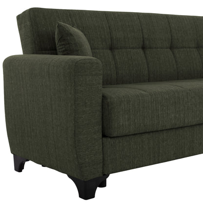 Hm11748.05 Sofa-bed Set Of 2-seater And 3-seater, Dark Olive