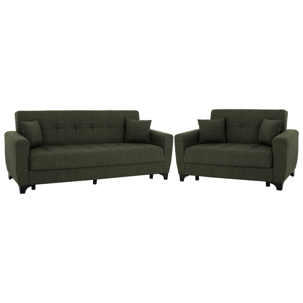 Hm11748.05 Sofa-bed Set Of 2-seater And 3-seater, Dark Olive