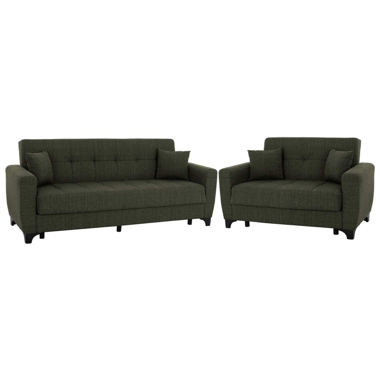 Hm11748.05 Sofa-bed Set Of 2-seater And 3-seater, Dark Olive