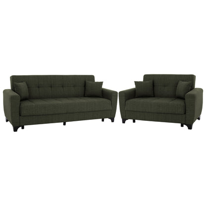 Hm11748.05 Sofa-bed Set Of 2-seater And 3-seater, Dark Olive