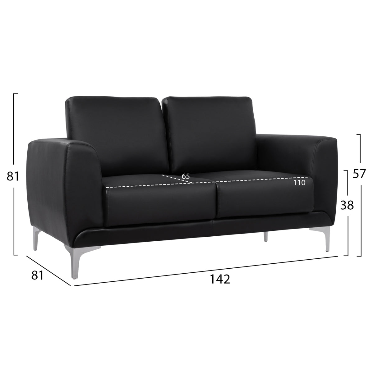 Set Living Room 2 Pieces Kenzie With Black Pu Hm11284.01