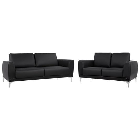 Set Living Room 2 Pieces Kenzie With Black Pu Hm11284.01