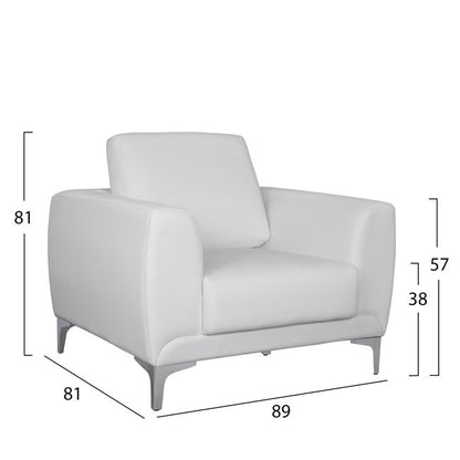 Set Sofa 3 Pieces Kenzie With White Pu Hm10329.01
