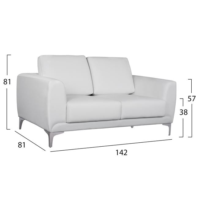 Set Sofa 3 Pieces Kenzie With White Pu Hm10329.01
