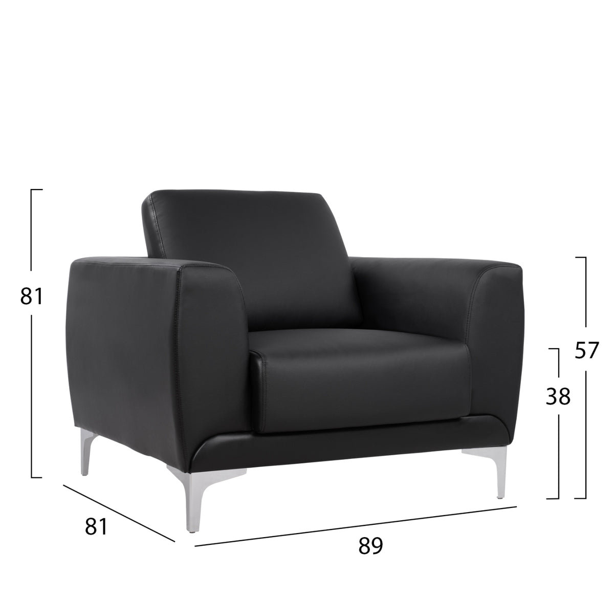 Set Sofa 3 Pieces Kenzie With Black Pu Hm10329.02