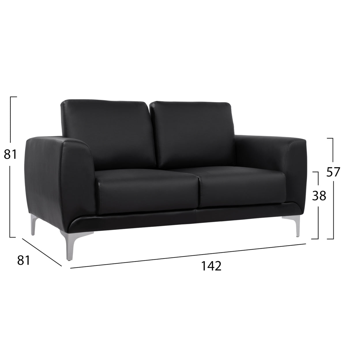 Set Sofa 3 Pieces Kenzie With Black Pu Hm10329.02