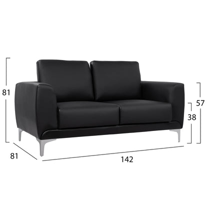 Set Sofa 3 Pieces Kenzie With Black Pu Hm10329.02