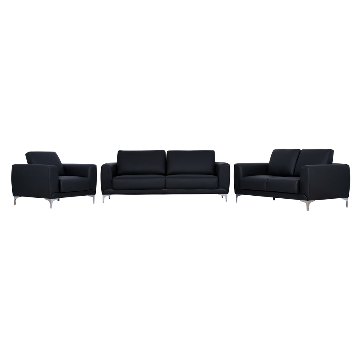Set Sofa 3 Pieces Kenzie With Black Pu Hm10329.02