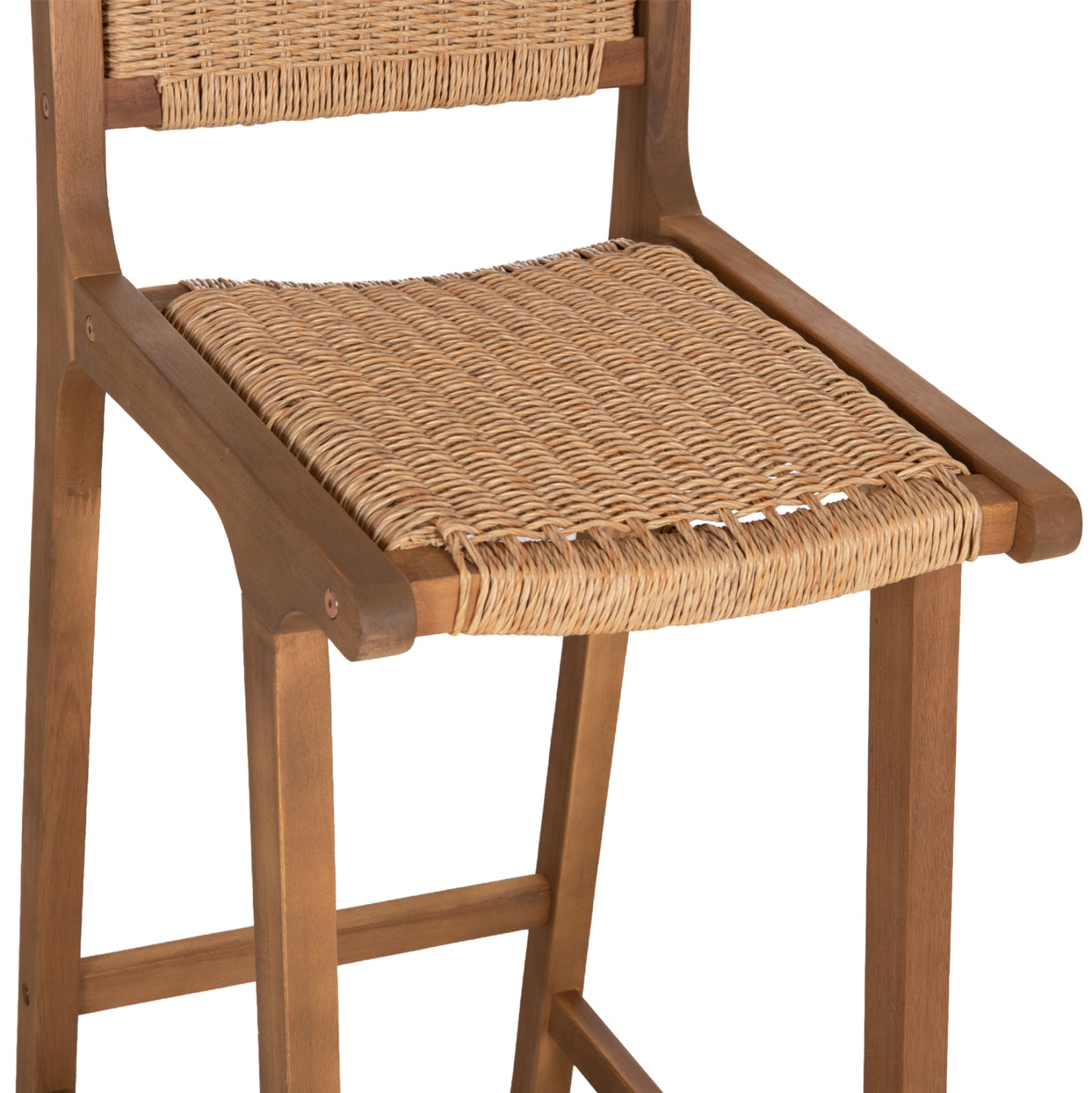 Set Bar Stand With 2 Bar Stools Ruen Hm10978 Acacia Wood In Natural--twist Wicker