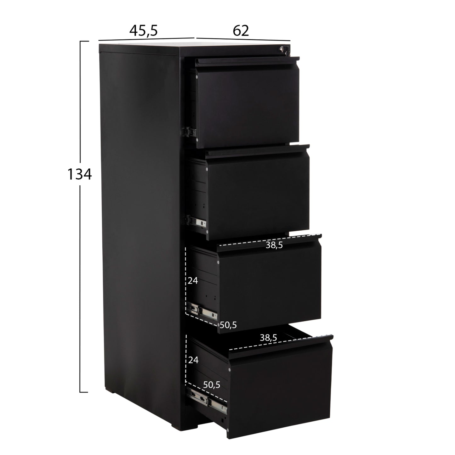 Set 2pcs Office Filing Cabinets Sider Hm10995.01 Black Metal