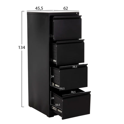 Set 2pcs Office Filing Cabinets Sider Hm10995.01 Black Metal